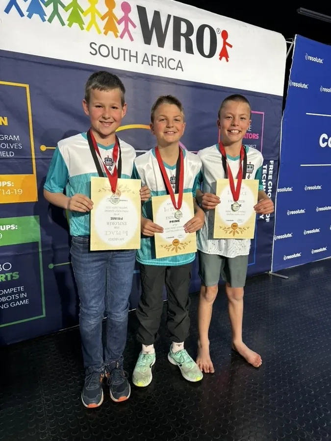 Team holding 1st Place Explorer Prime certificates, Gauteng North regionals