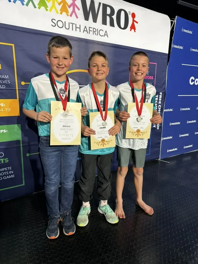 Team holding 1st Place Explorer Prime certificates, Gauteng North regionals